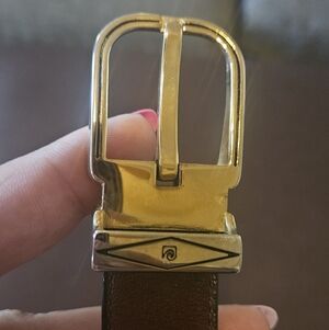 Pierre Cardin Mens Genuine Cowhide Brown And Gold Belt